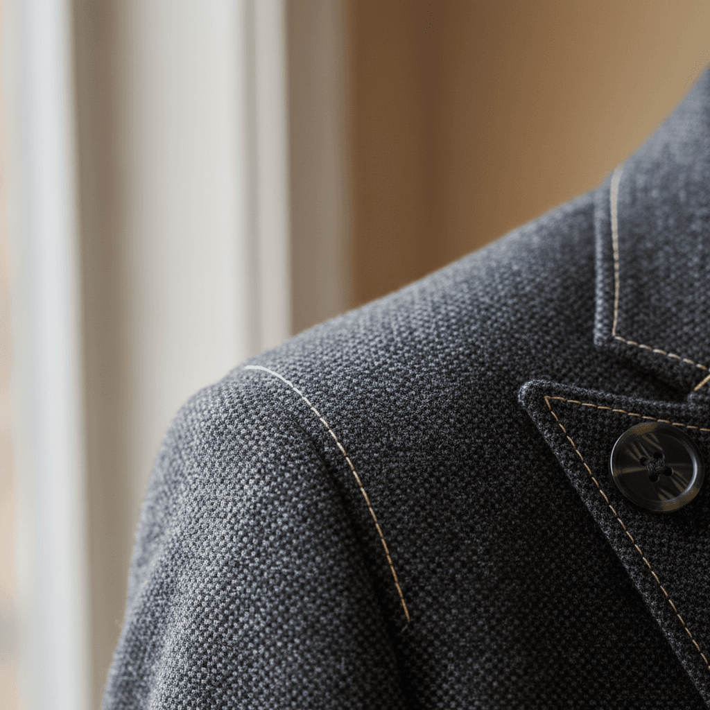 Hand-finished seams and buttonwork on Aistore Outfit jubah